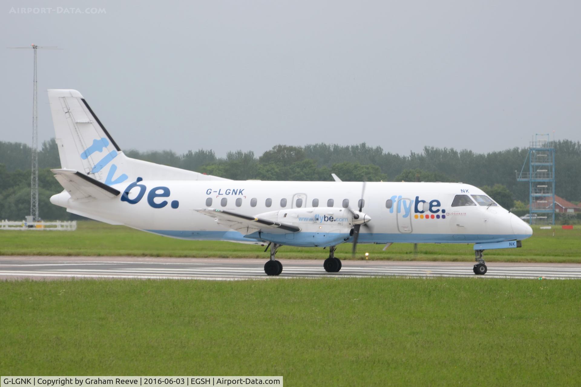 G-LGNK, 1990 Saab 340B C/N 340B-185, About to depart from Norwich to Glasgow.