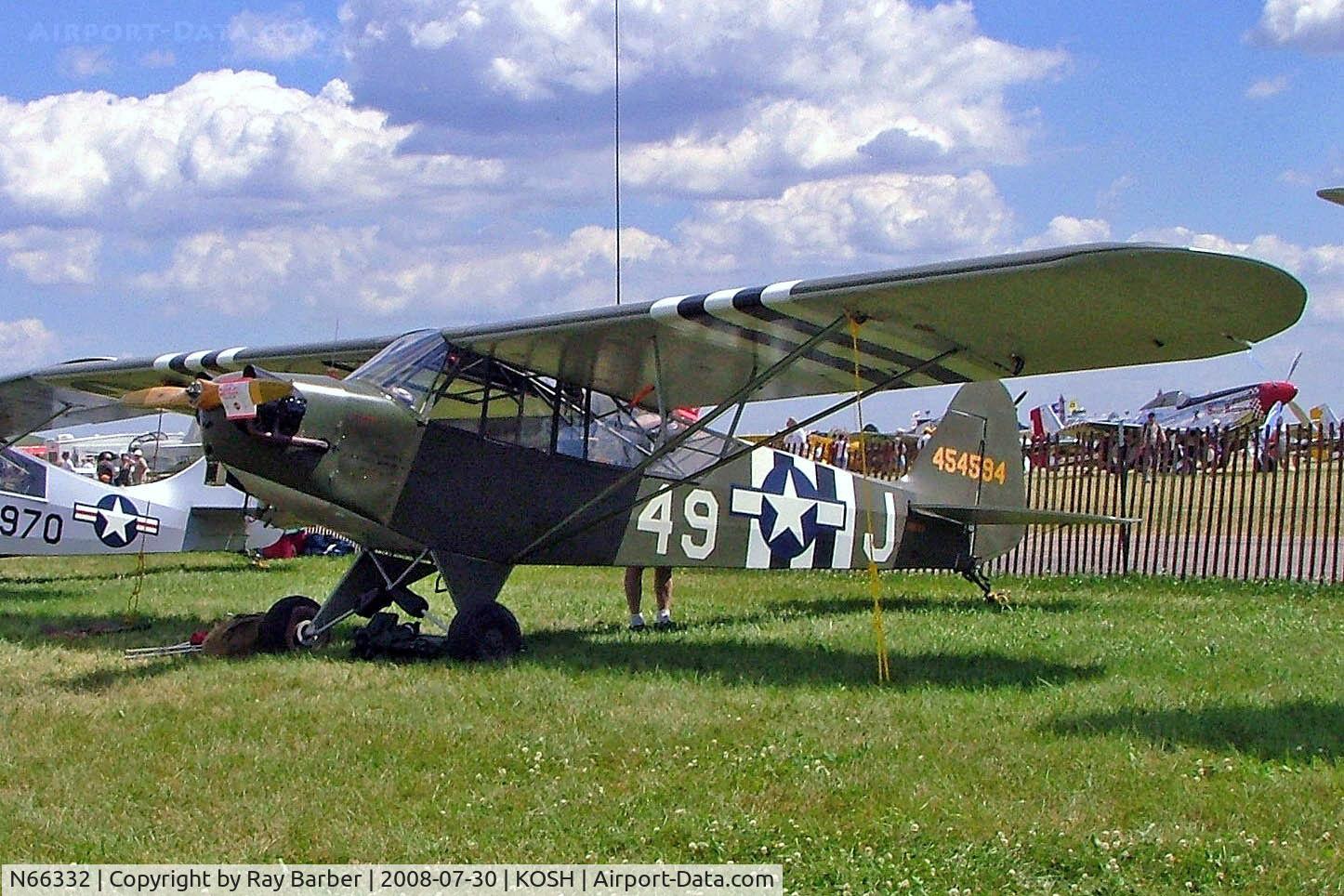 N66332, 1945 Piper L-4J Grasshopper (J3C-65D) C/N 13334, Piper L-4J Grasshopper [13334] Oshkosh-Wittman Regional Airport~N 30/07/2008