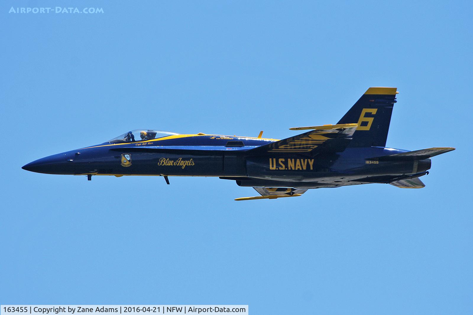 163455, 1988 McDonnell Douglas F/A-18C Hornet C/N 0669/C022, Capt. Jeff Kuss flies the #6 jet at the 2016 Navy Fort Worth Airshow. RIP