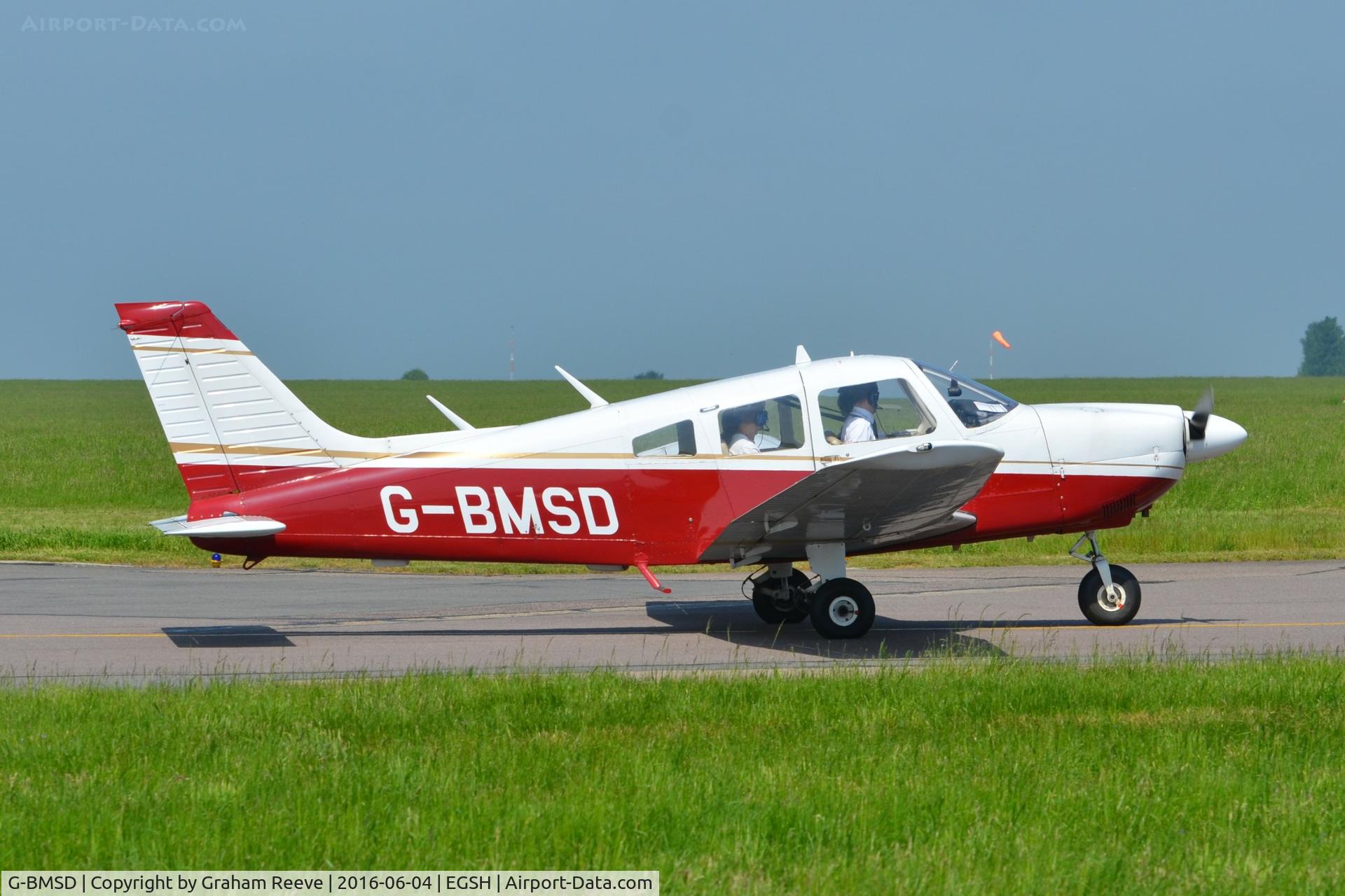 G-BMSD, 1976 Piper PA-28-181 Cherokee Archer II C/N 28-7690070, About to depart from Norwich.