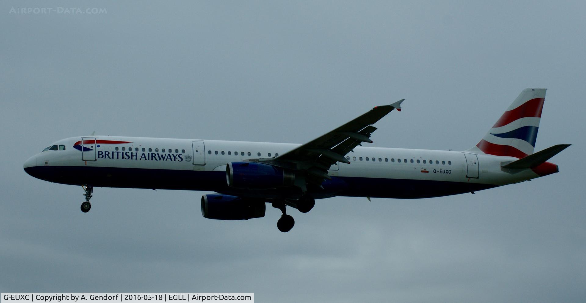 G-EUXC, 2004 Airbus A321-231 C/N 2305, British Airways, is here landing at London-Heathrow(EGLL)
