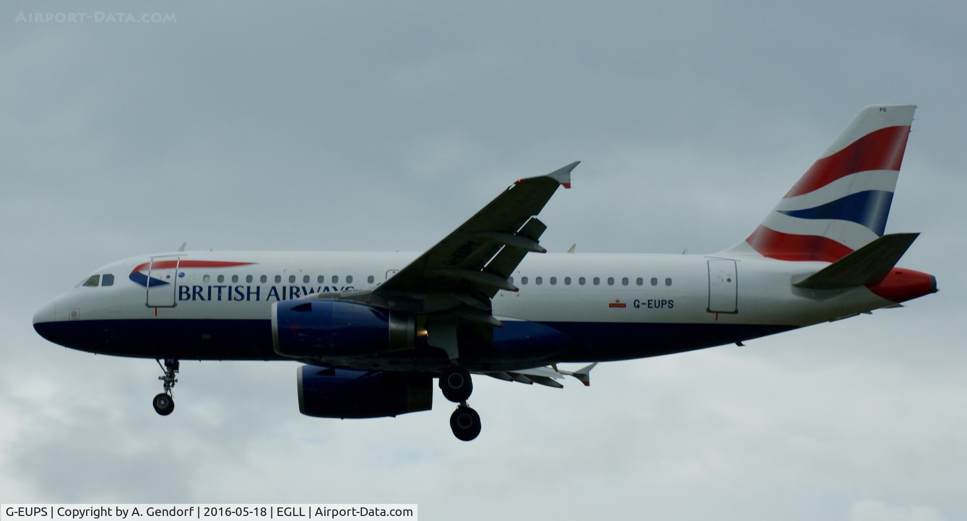 G-EUPS, 2000 Airbus A319-131 C/N 1338, British Airways, seen here arriving at London Heathrow(EGLL)
