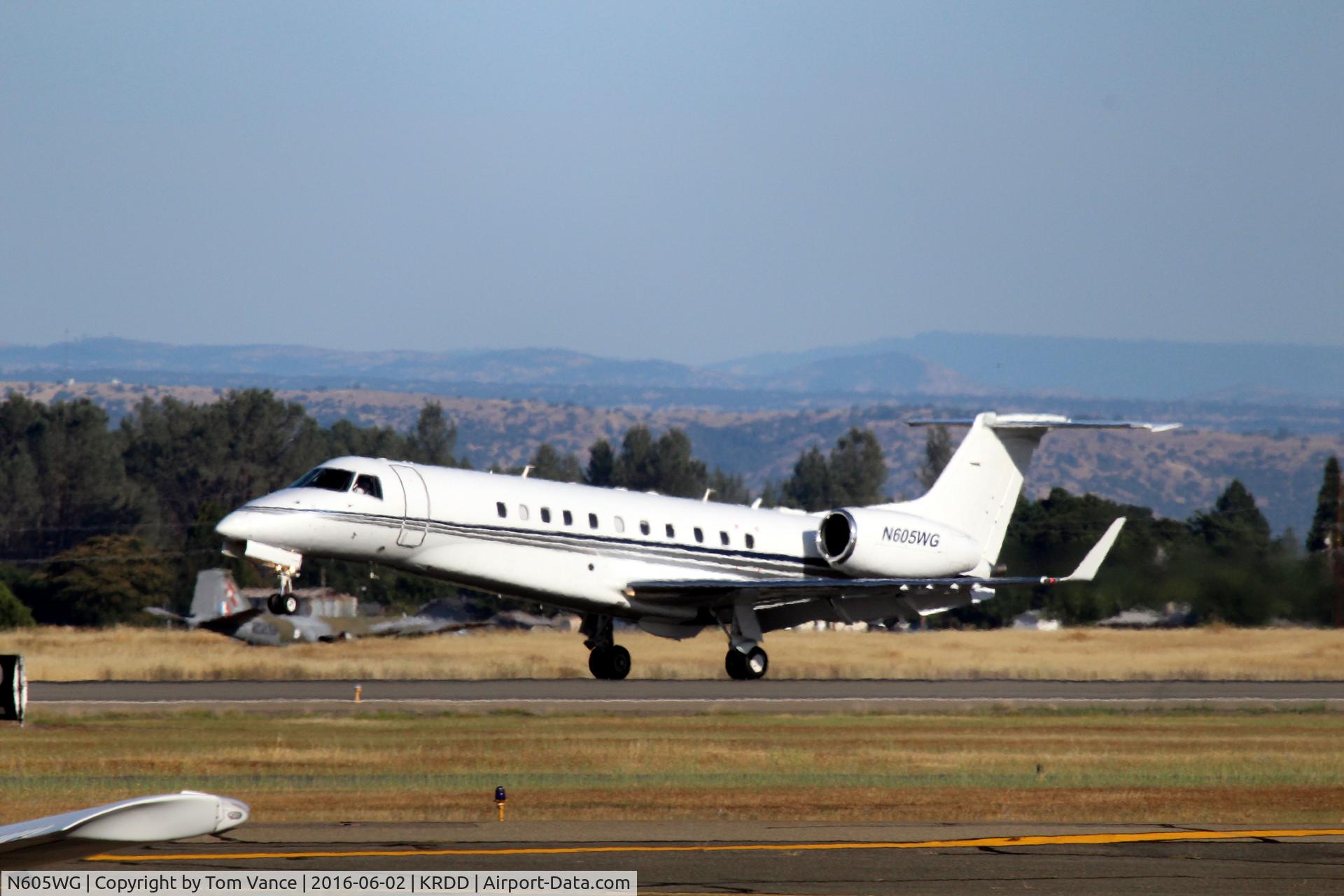 N605WG, 2007 Embraer EMB-135BJ Legacy C/N 14500980, Landing at Redding with Former US president Bill Clinton onboard.