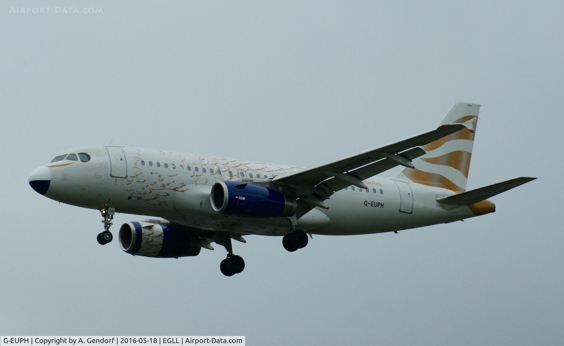 G-EUPH, 2000 Airbus A319-131 C/N 1225, British Airways (Dove cs.), is here on short finals at London Heathrow(EGLL)
