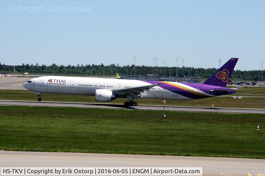 HS-TKV, 2014 Boeing 777-3D7/ER C/N 42111, HS-TKV yaking off OSL