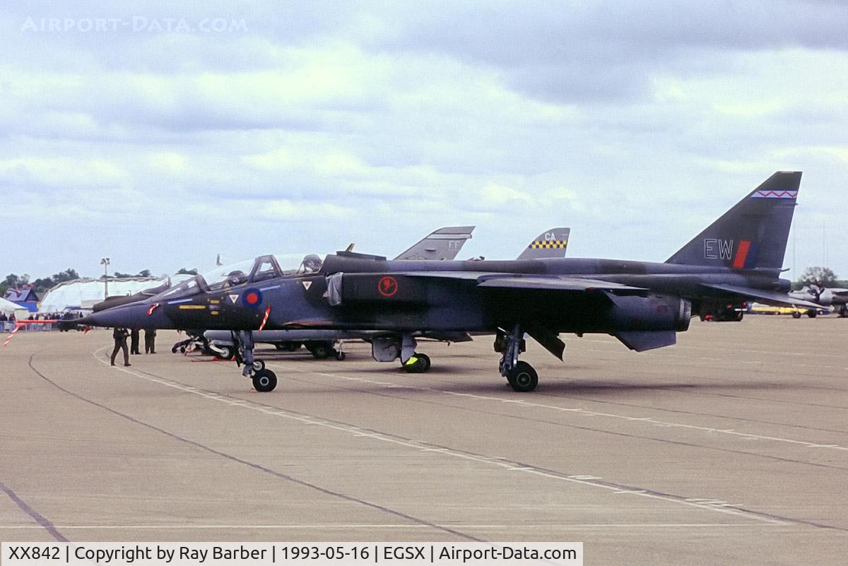 XX842, 1975 Sepecat Jaguar T.2A C/N B.30, XX842   SEPECAT Jaguar T.2A [B-30] (Royal Air Force) North Weald~G  16/05/1993. From a slide.
