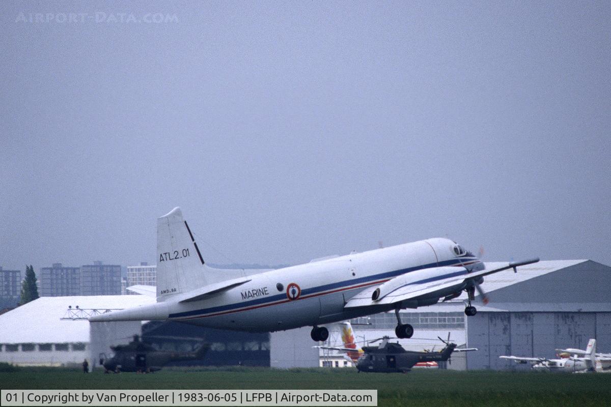 01, Breguet 1150 Atlantic ATL2 C/N 01, Breguet Br.1150 Atlantic ATL2 of the French Navy (Aeronavale) taking off at Le Bourget 1983