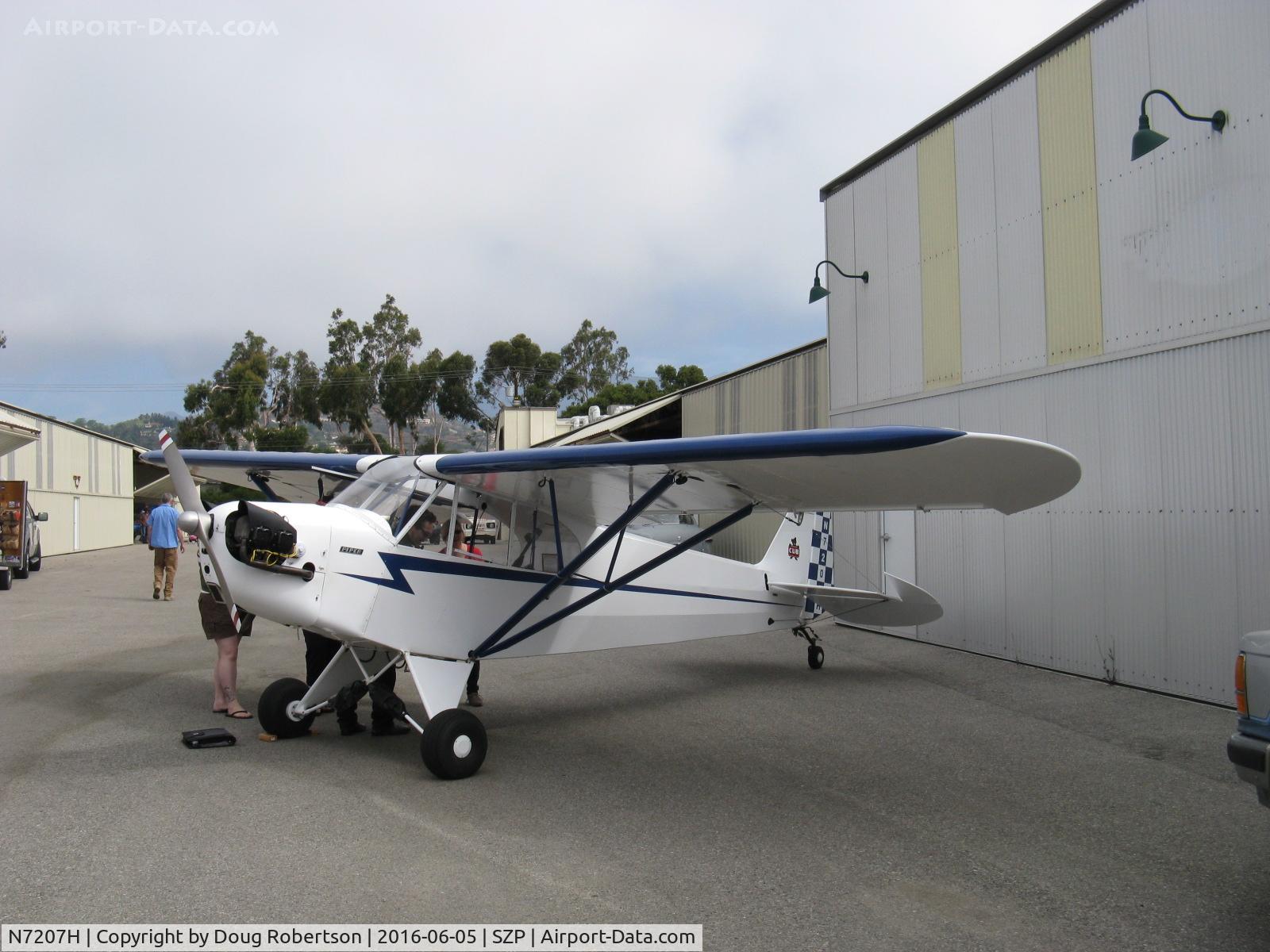 N7207H, 1946 Piper J3C-65 Cub C/N 20473, 1946 Piper J3C-65 CUB, Continental A&C65 65 Hp, Clipped wings, Experimental class, feature aircraft at Aviation Museum of Santa Paula First Sunday Open House-promoting Flight Scholarships
