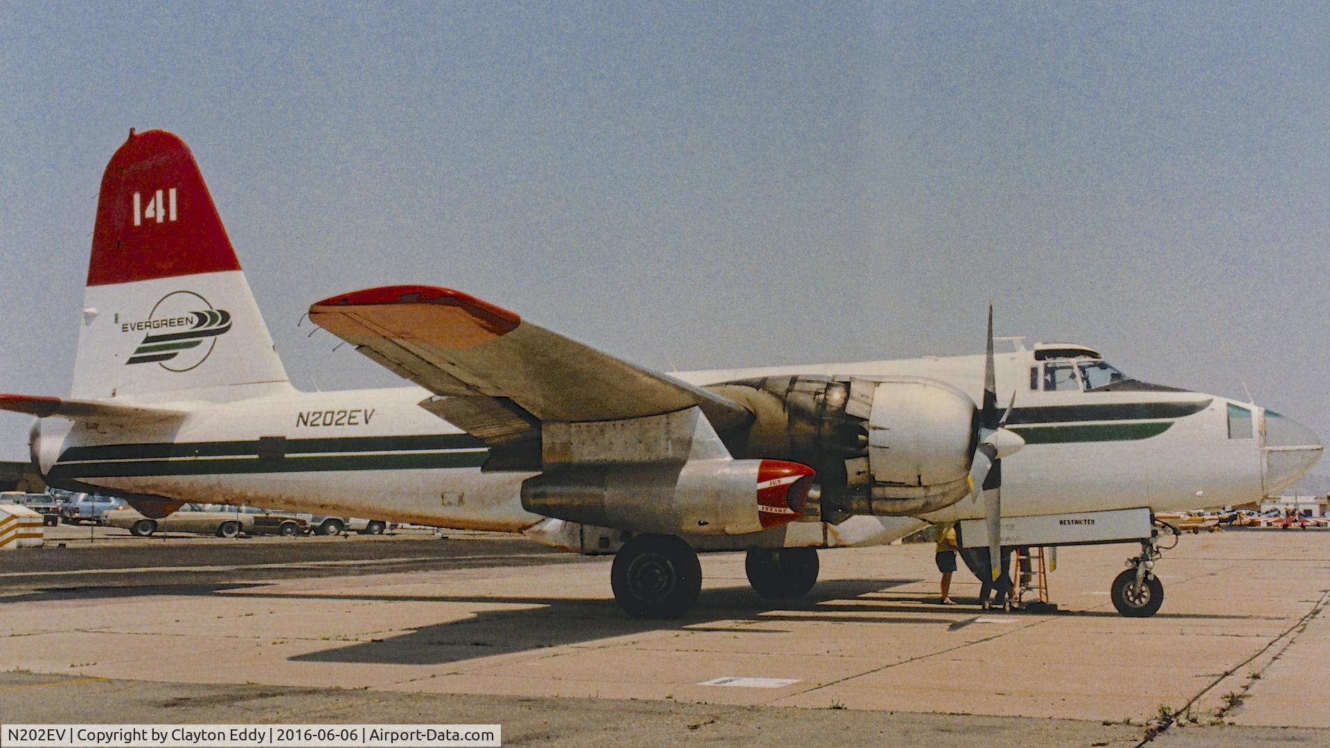 N202EV, 1954 Lockheed P2V-5F Neptune C/N 426-5383, Not sure where this picture was taken or when. Could be Hemet Ryan Airport in California.