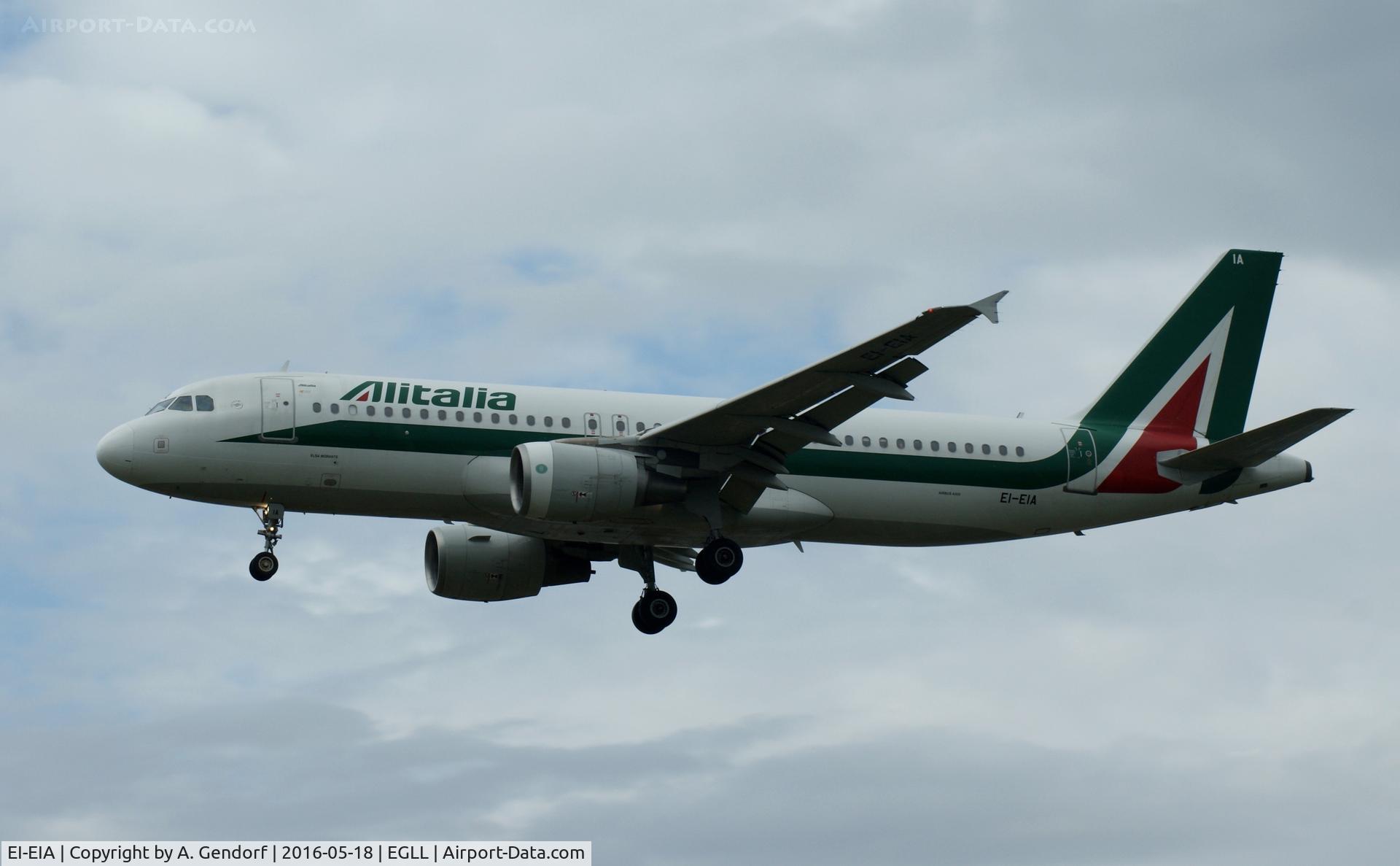 EI-EIA, 2010 Airbus A320-216 C/N 4195, Alitalia, is here on short finals at London Heathrow(EGLL)