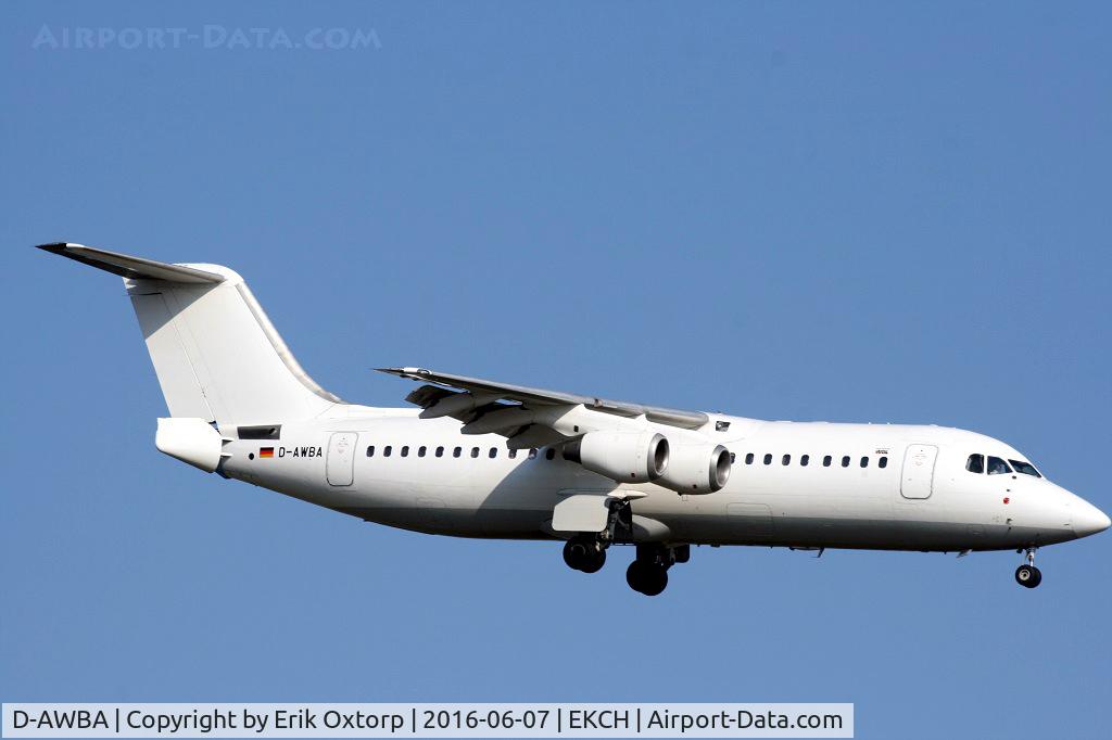 D-AWBA, 1989 British Aerospace BAe.146-300 C/N E3134, D-AWBA landing rw 22L