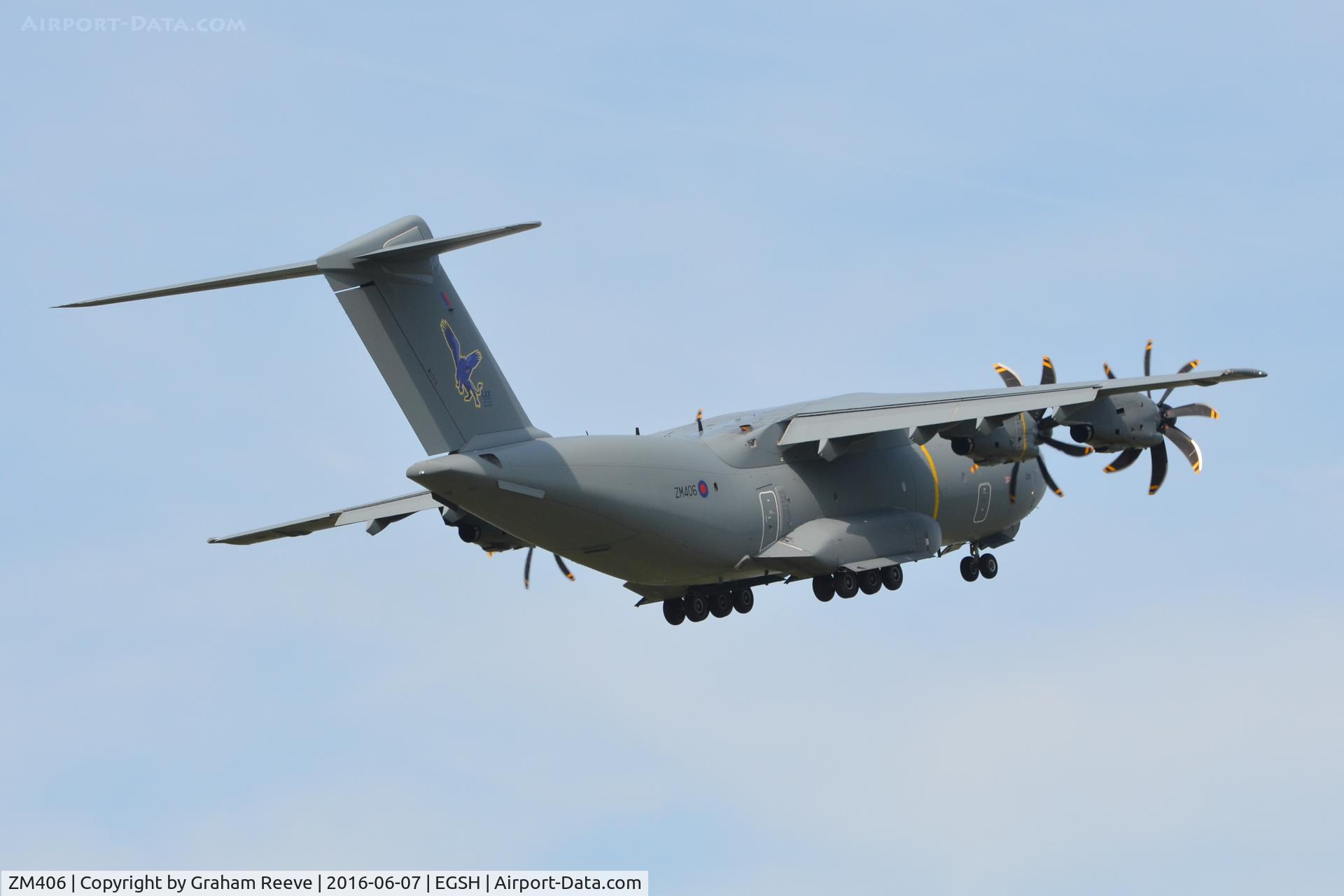 ZM406, 2015 Airbus A400M Atlas C.1 C/N 025, Departing from Norwich.