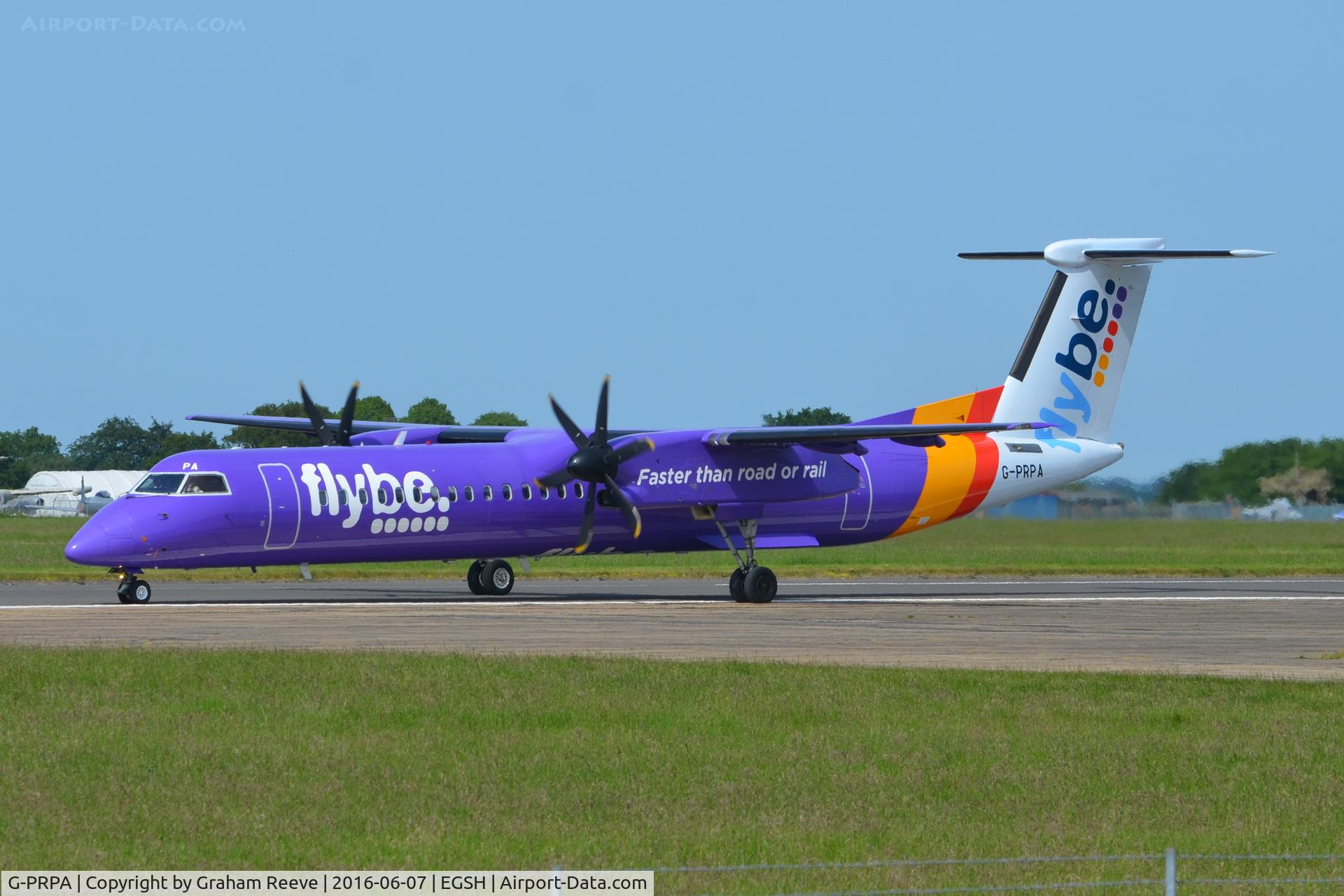G-PRPA, 2008 De Havilland Canada DHC-8-402 Dash 8 C/N 4187, About to depart from Norwich.