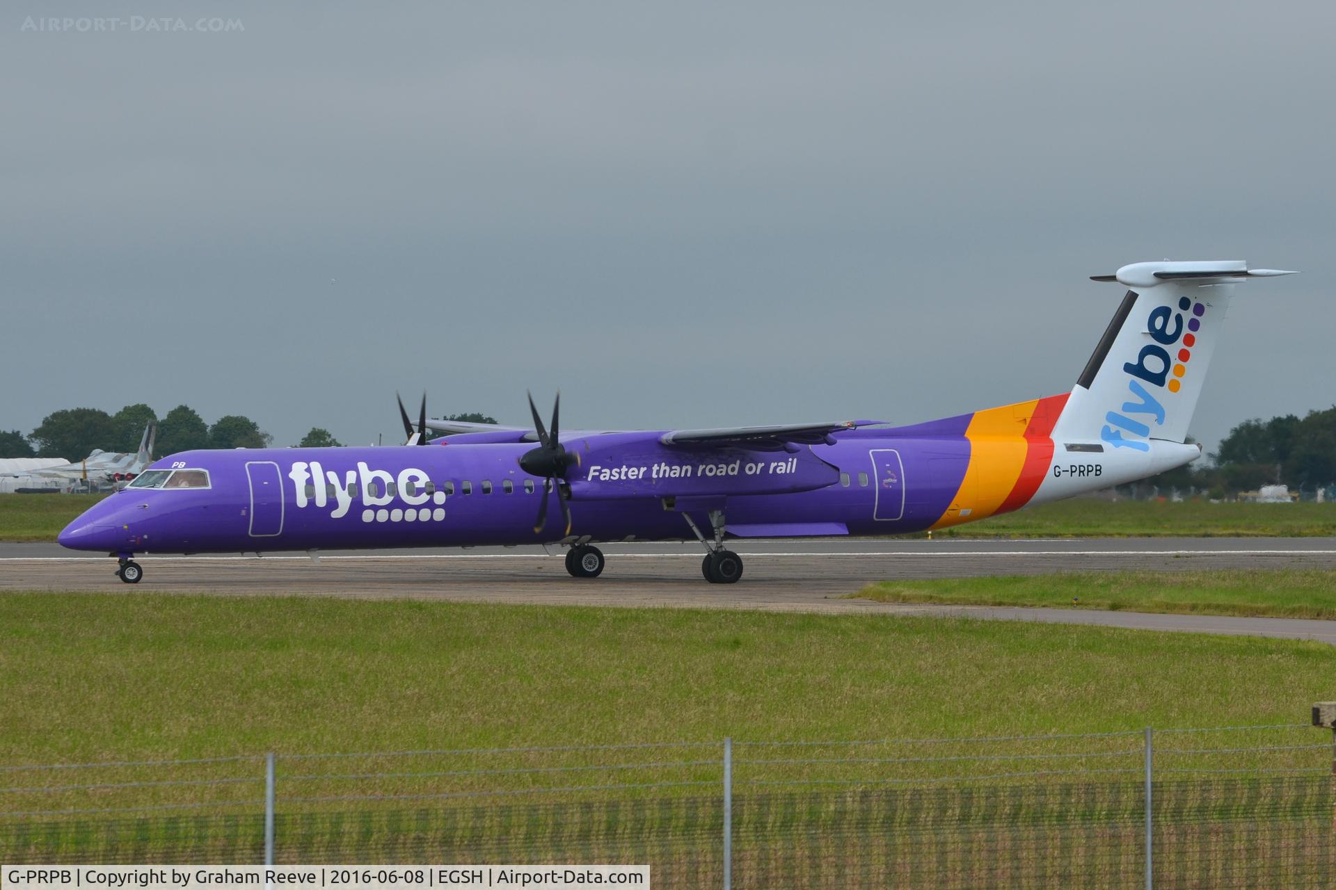 G-PRPB, 2010 Bombardier DHC-8-402 Dash 8 C/N 4333, About to depart from Norwich.