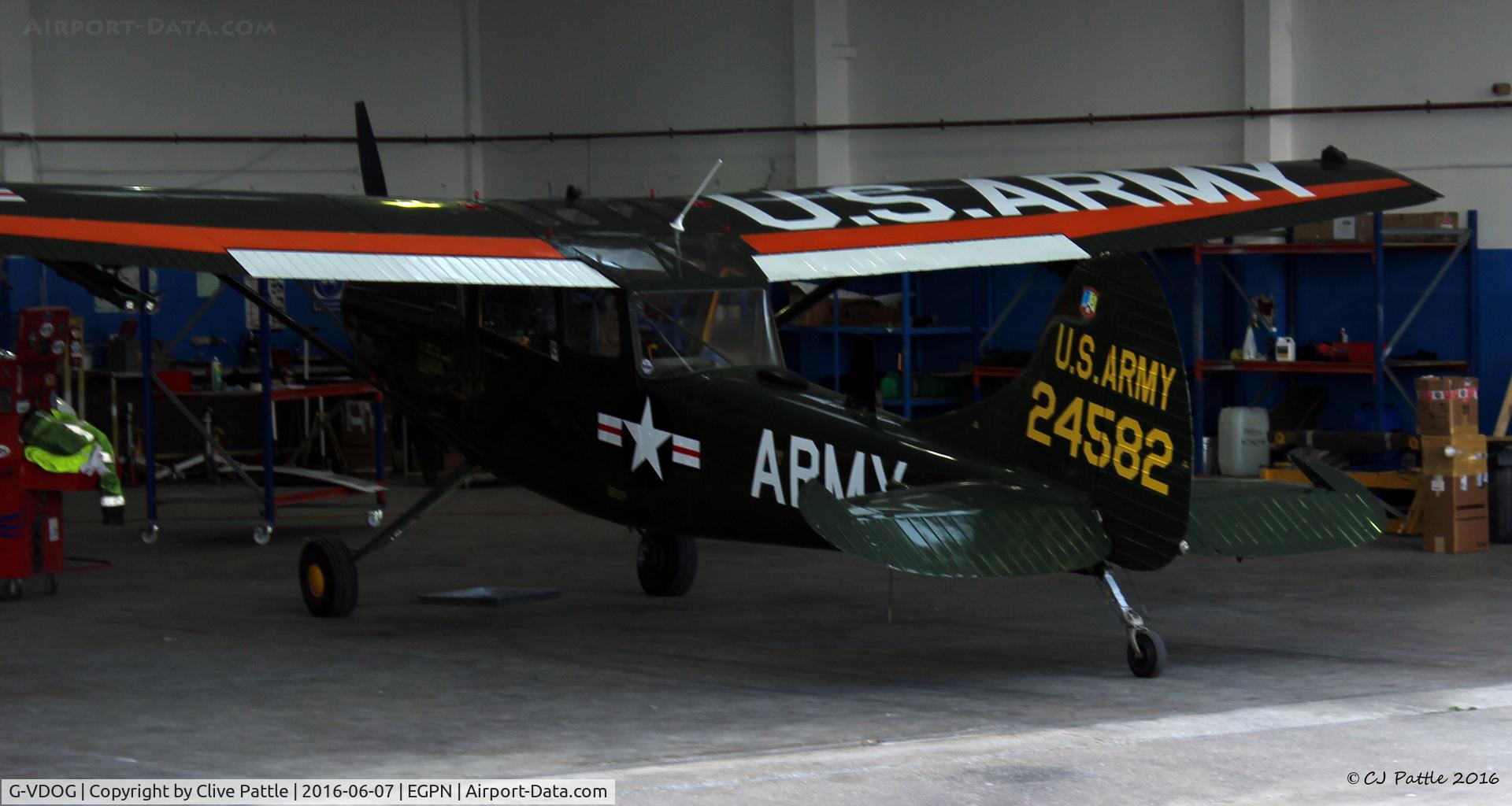 G-VDOG, 1958 Cessna O-1E Bird Dog C/N 24582, Parked up at its home base of Dundee EGPN