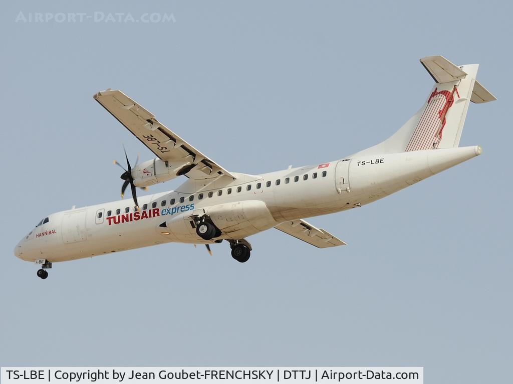 TS-LBE, 2008 ATR 72-212A C/N 794, Tunis Air Express landing from Tunis