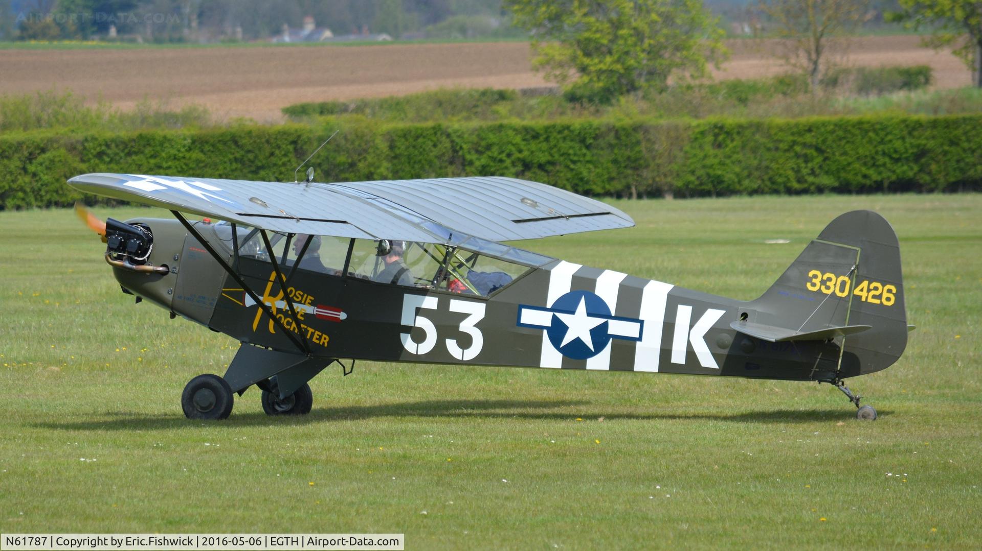 N61787, Piper J3C-65 Cub Cub C/N 13624, 1. Superb Piper J3C-65 visiting The Shuttleworth Collection, May 2016.