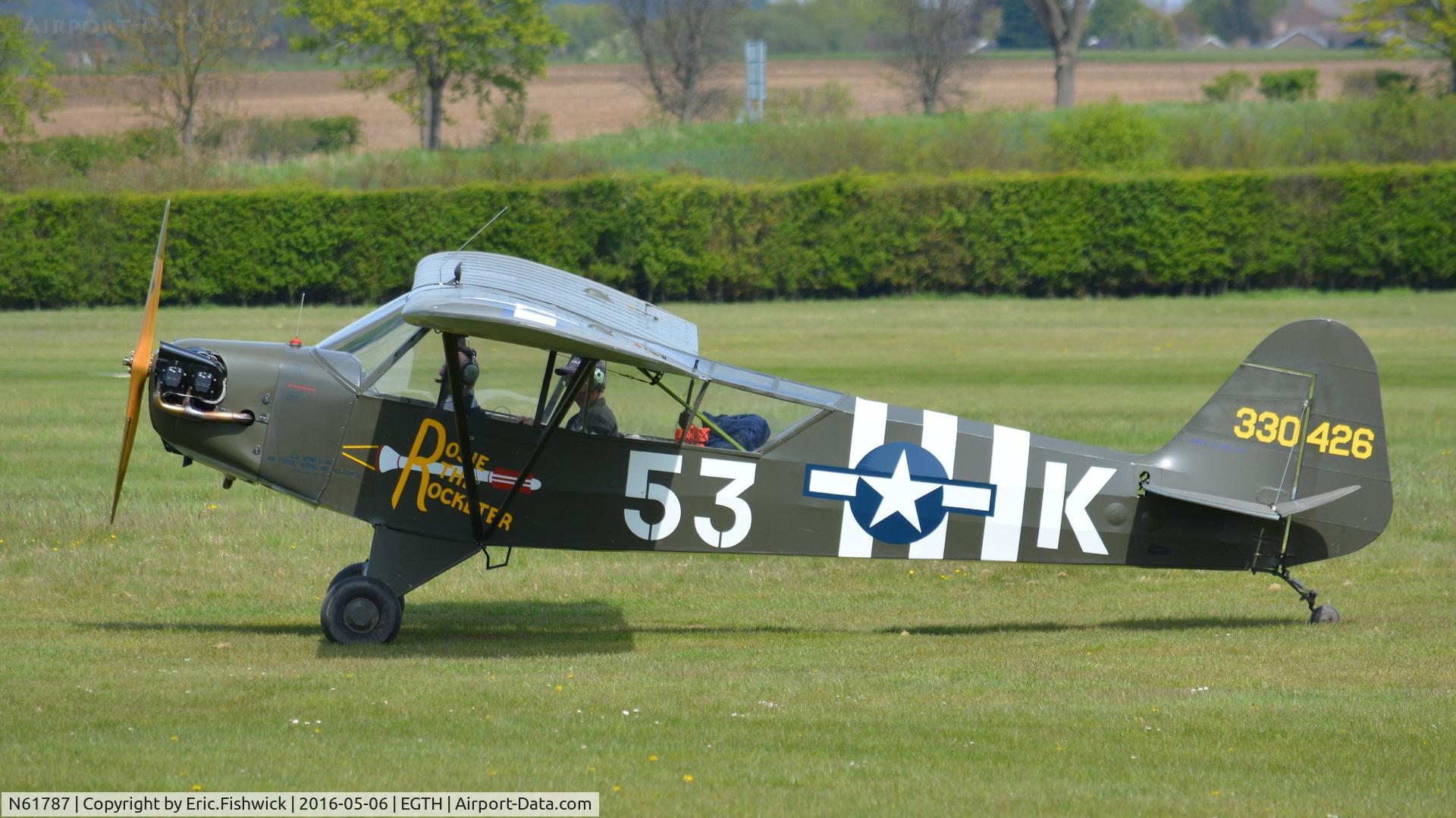 N61787, Piper J3C-65 Cub Cub C/N 13624, x. Superb Piper J3C-65 visiting The Shuttleworth Collection, May 2016.