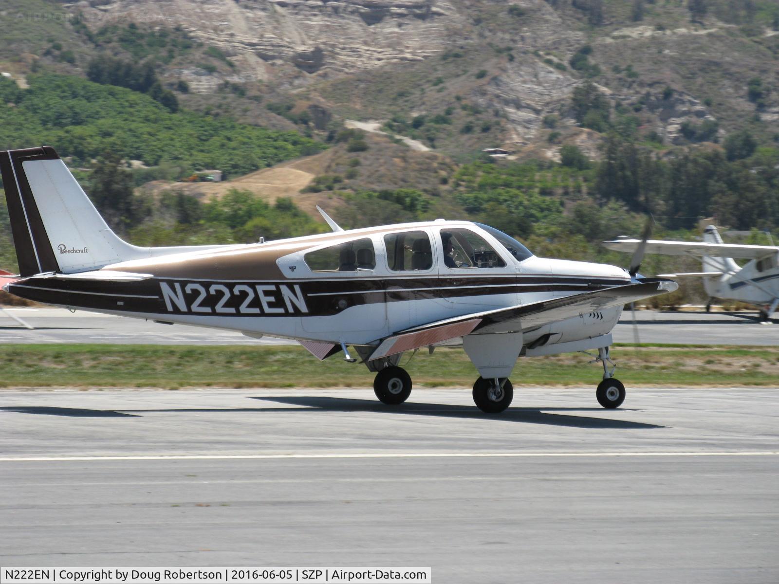 N222EN, 1977 Beech F33A Bonanza C/N CE-744, 1977 Beech F33A BONANZA, Continental IO-520 285 Hp, long cabin 19 inch extension, landing roll Rwy 22