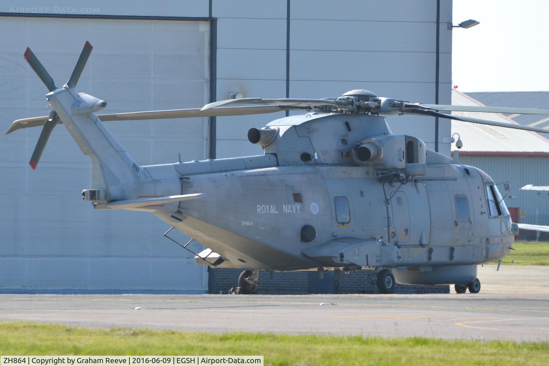 ZH864, AgustaWestland EH-101 Merlin HM.2 C/N 50179/RN44/MCSP14, Parked at Norwich.