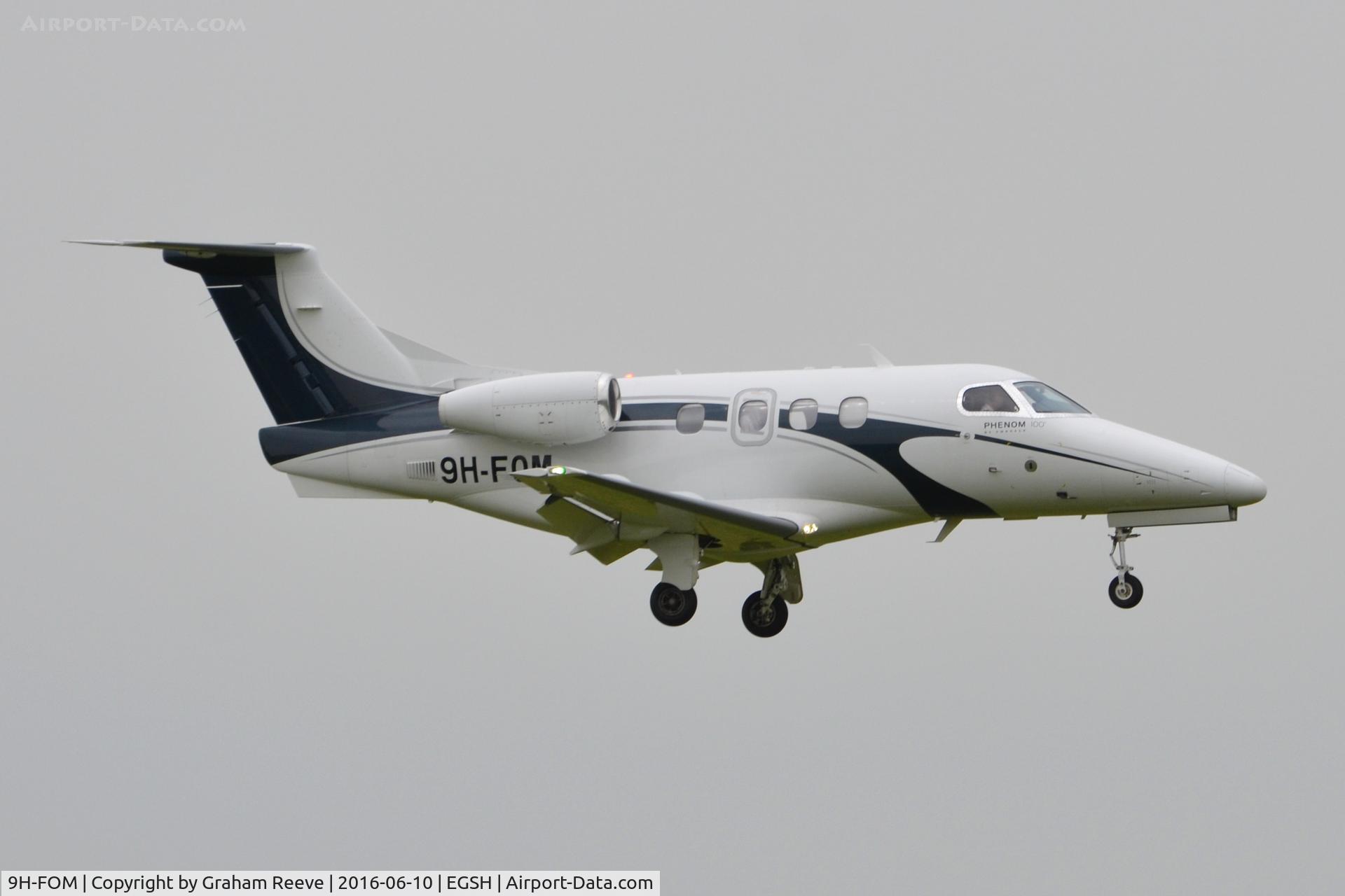 9H-FOM, 2009 Embraer EMB-500 Phenom 100 C/N 50000092, Landing at Norwich.
