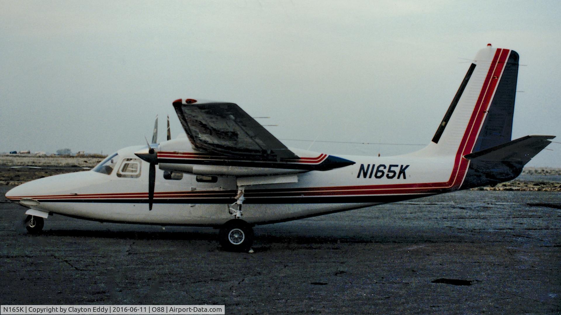 N165K, 1963 Aero Commander 680-F C/N 680F-1252-126, N165K at the old Rio Vista Airport with new paint. 1990.