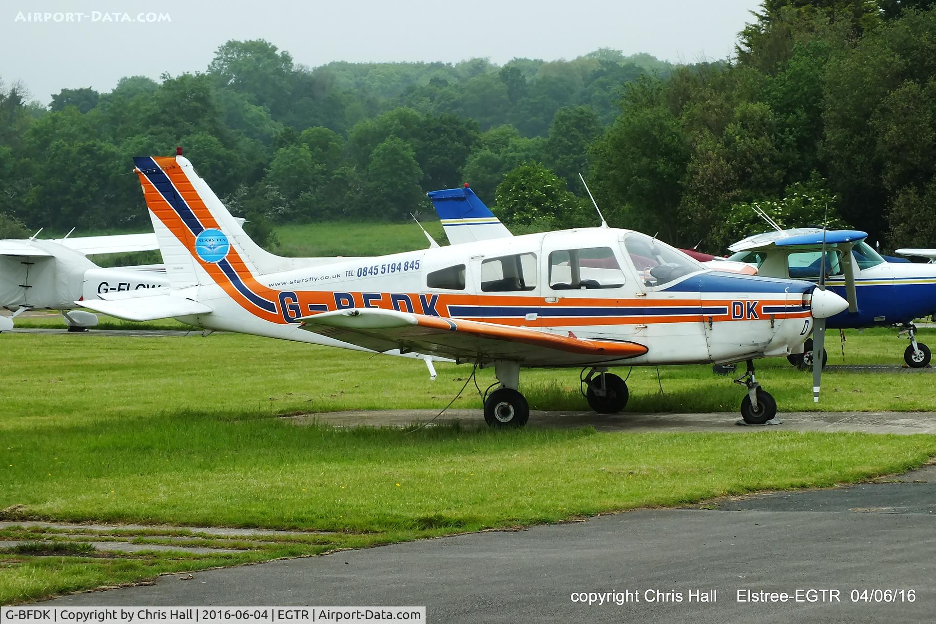 G-BFDK, 1977 Piper PA-28-161 Cherokee Warrior II C/N 28-7816010, at Elstree