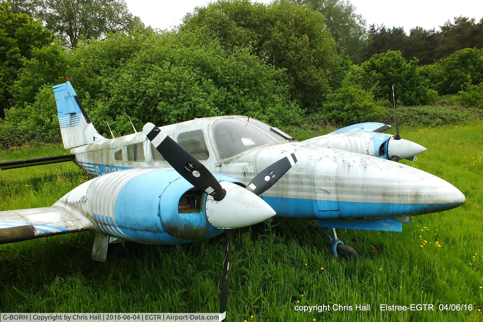 G-BORH, 1980 Piper PA-34-200T Seneca II C/N 34-8070352, rotting away at Elstree