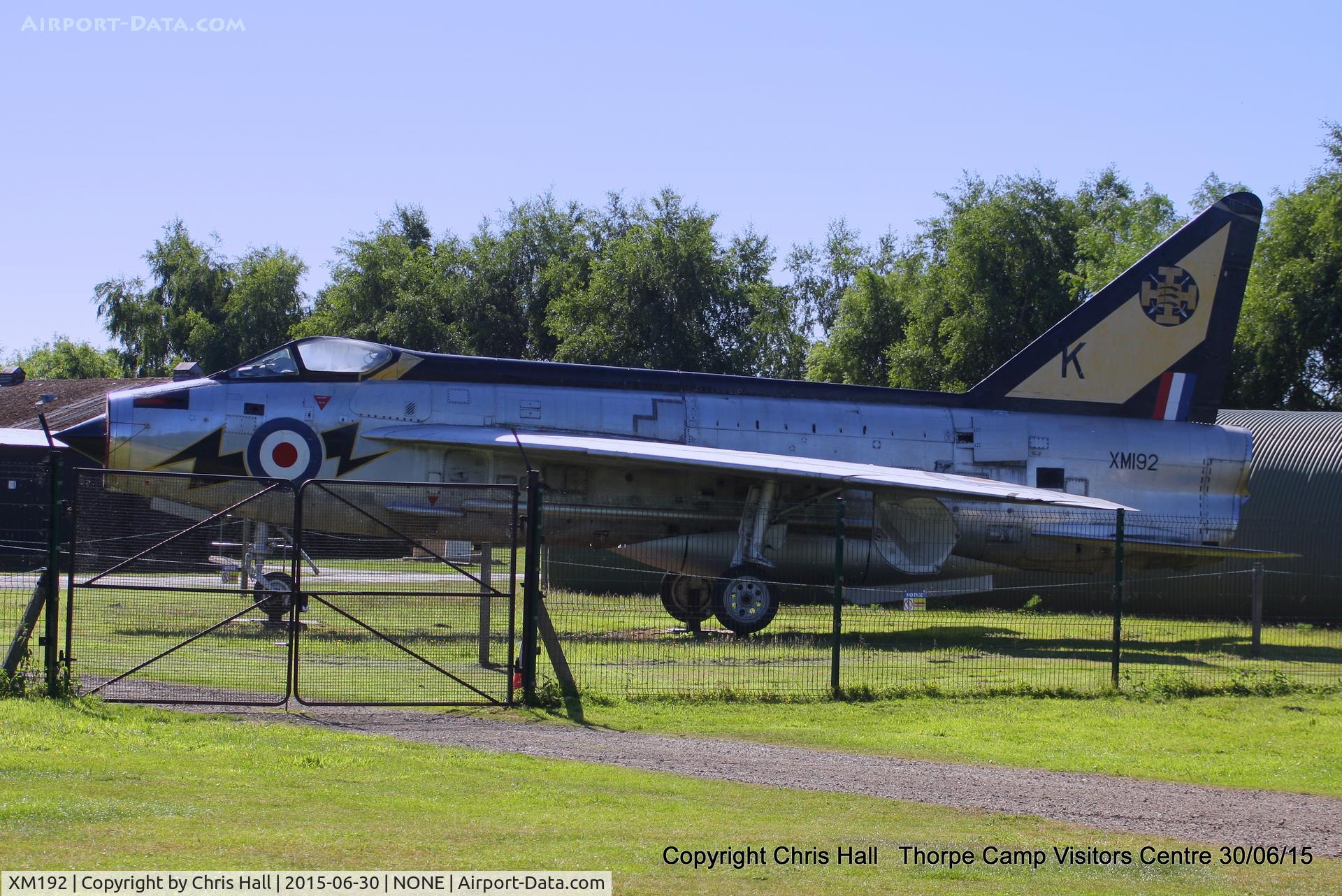 XM192, 1961 English Electric Lightning F.1A C/N 95090, former 111Sqn and ex RAF Wattisham gate guard preserved at the Thorpe Camp Visitors Centre