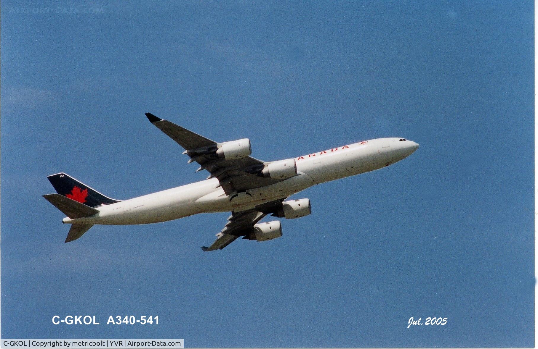 C-GKOL, 2003 Airbus A340-541 C/N 445, Take off from YVR