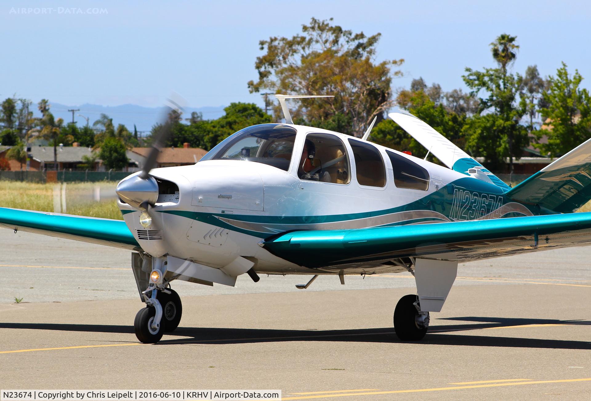 N23674, 1978 Beech V35B Bonanza C/N D-10146, Locally-based 1978 Beechcraft V35B Bonanza taxing in at Reid Hillview Airport, San Jose, CA.