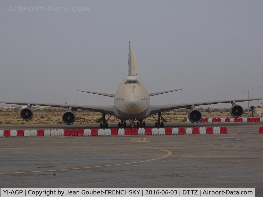 YI-AGP, 1982 Boeing 747-270C C/N 22366, Two Boeing 747 aircraft of Iraqi Airways are stored at this airport since the Gulf War. Boeing 747-200C (YI-AGP, c/n 22366) and Boeing 747SP (YI-ALM, c/n 22858)