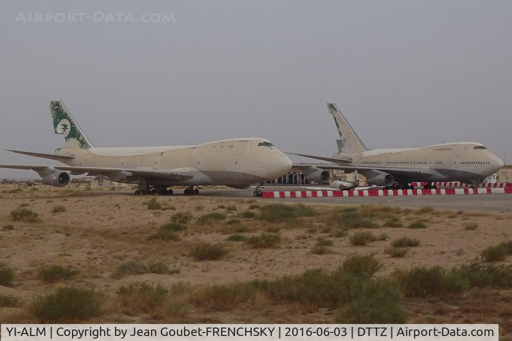 YI-ALM, 1982 Boeing 747SP-70 C/N 22858, Two Boeing 747 aircraft of Iraqi Airways are stored at this airport since the Gulf War.Boeing 747-200C (YI-AGP, c/n 22366) and Boeing 747SP (YI-ALM, c/n 22858)