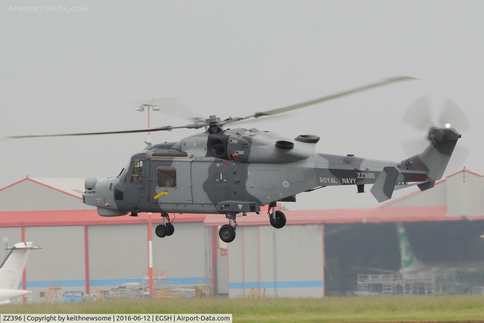ZZ396, 2012 AgustaWestland AW-159 Wildcat HMA.2 C/N 481, Leaving Norwich.