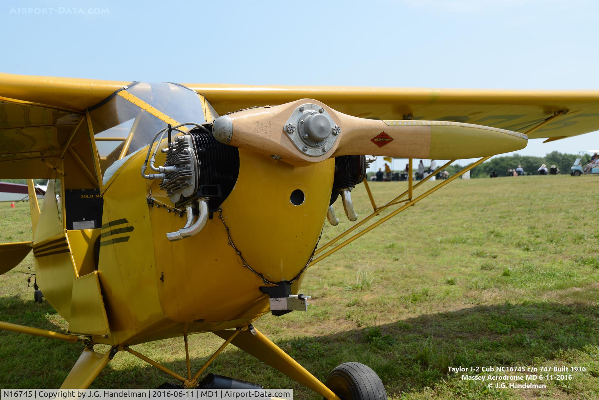 N16745, 1936 Taylor J-2 Cub C/N 747, At Massey Aerodrome MD.