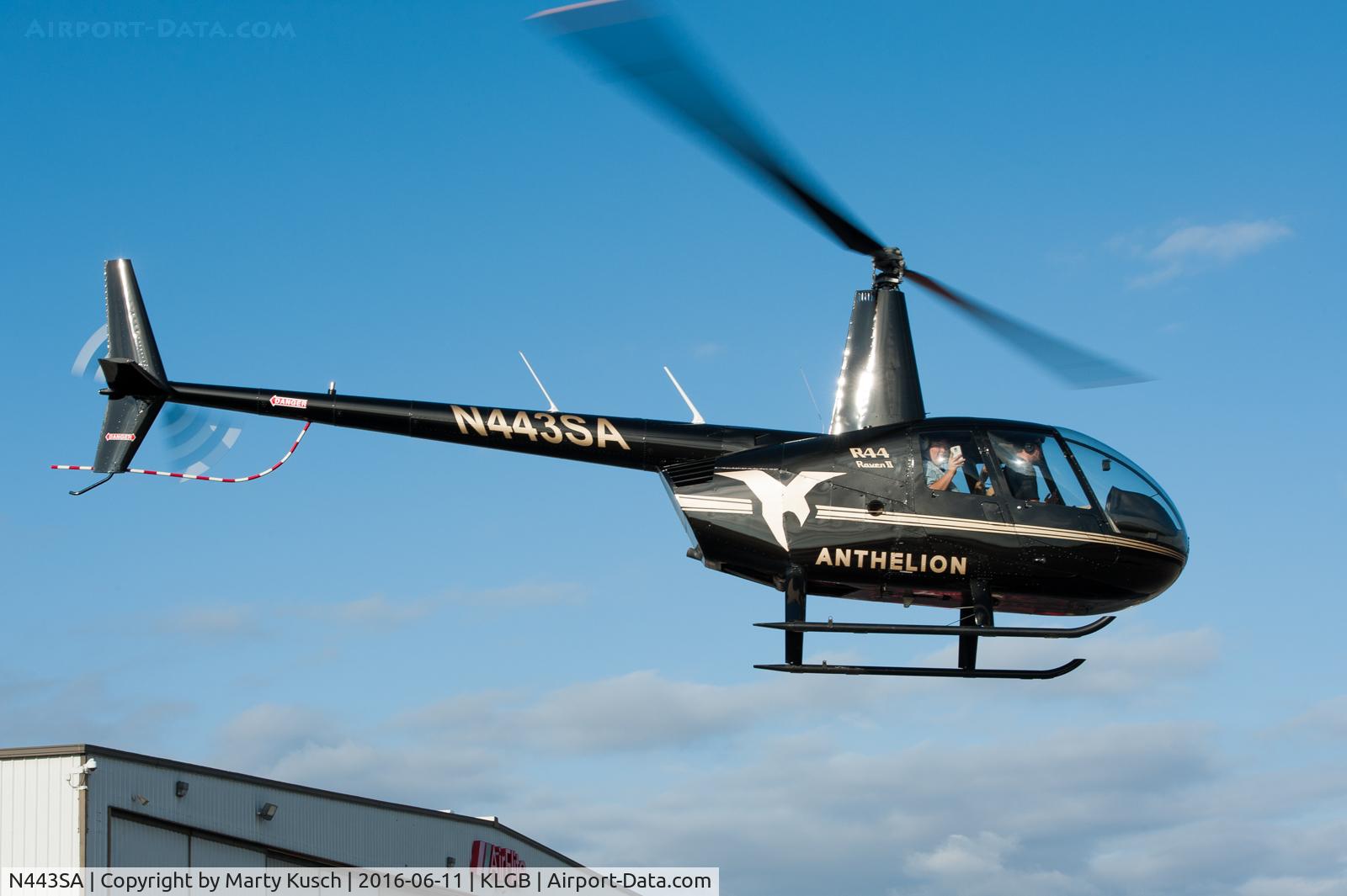 N443SA, 2005 Robinson R44 II C/N 10921, Departing for scenic flight.