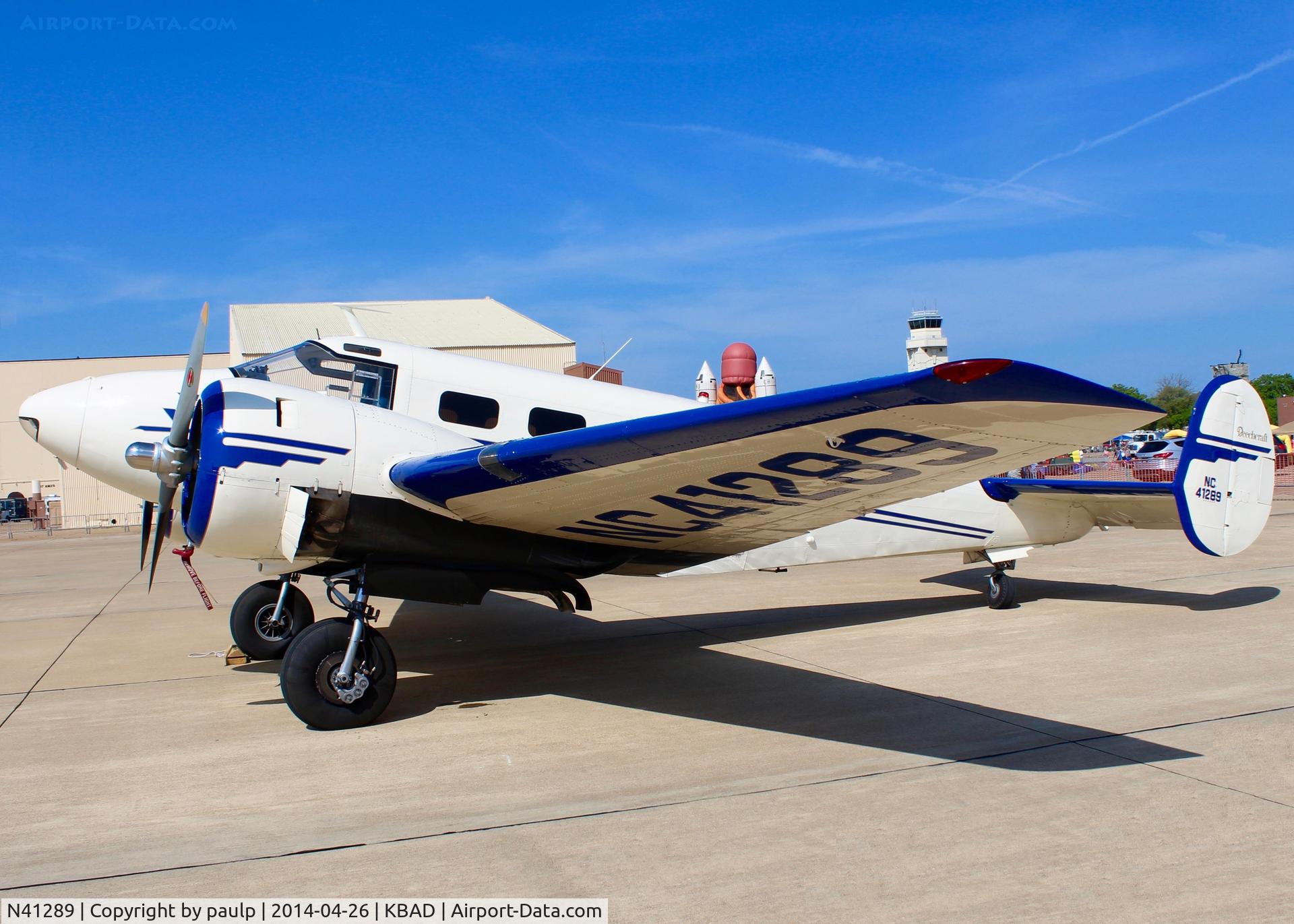 N41289, 1948 Beech D18S C/N A-475, At Barksdale Air Force Base.