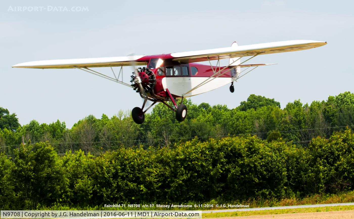 N9708, Fairchild 71 C/N 37, On final at Massey Aerodrome MD