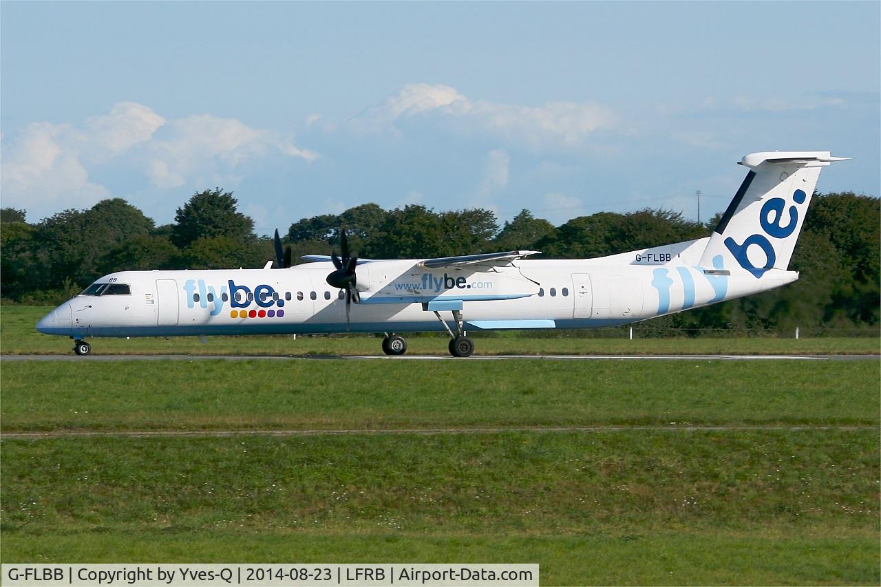 G-FLBB, 2009 De Havilland Canada DHC-8-402Q Dash 8 C/N 4255, De Havilland Canada DHC-8-402Q Dash 8, Take off run rwy 25L, Brest-Bretagne Airport (LFRB-BES)