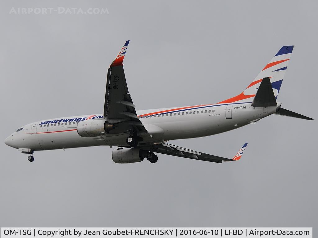 OM-TSG, 2004 Boeing 737-85R C/N 30666, SmartWings S4426 landing runway 23 from Bratislava airport for Eurofoot 2016.