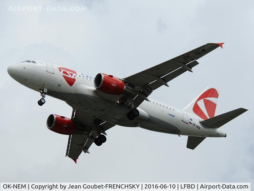 OK-NEM, 2008 Airbus A319-112 C/N 3406, Czech Airlines 6430 from Bratislava airport landing 23 for Eurofoot 2016.