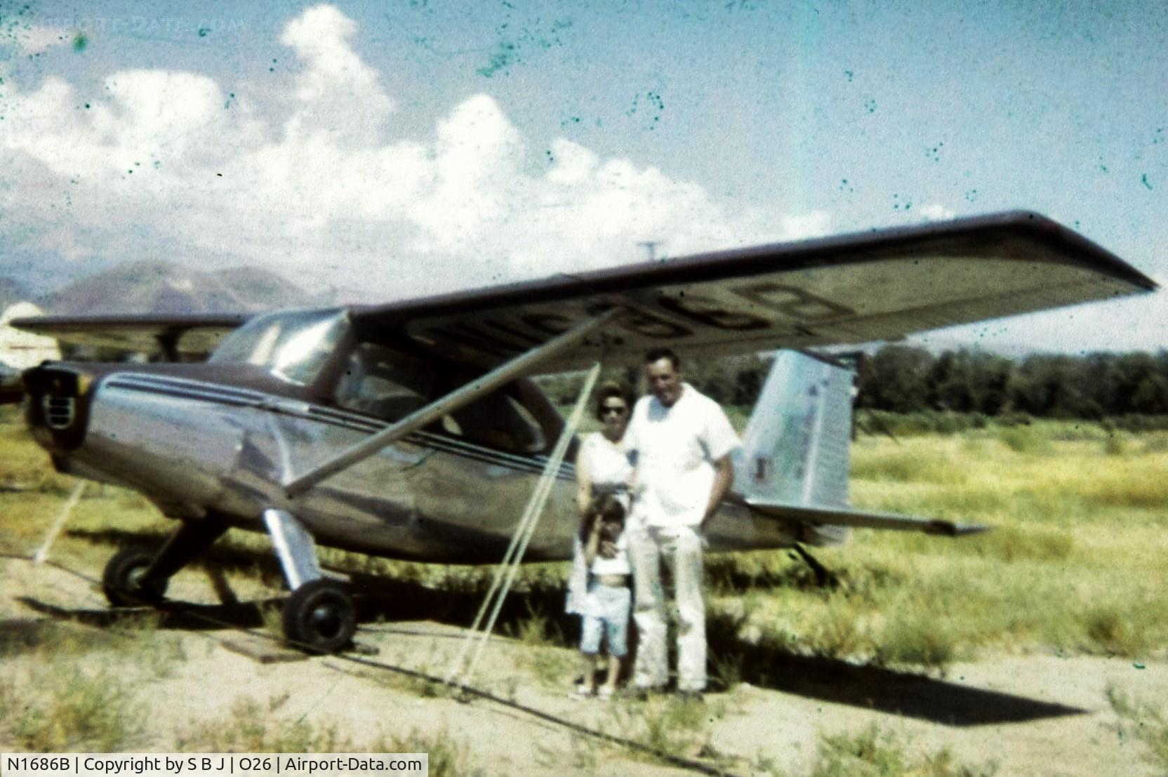 N1686B, 1949 Luscombe 11A Sedan C/N 11-192, 86B at the Lone Pine airport in Calif. around 1960.