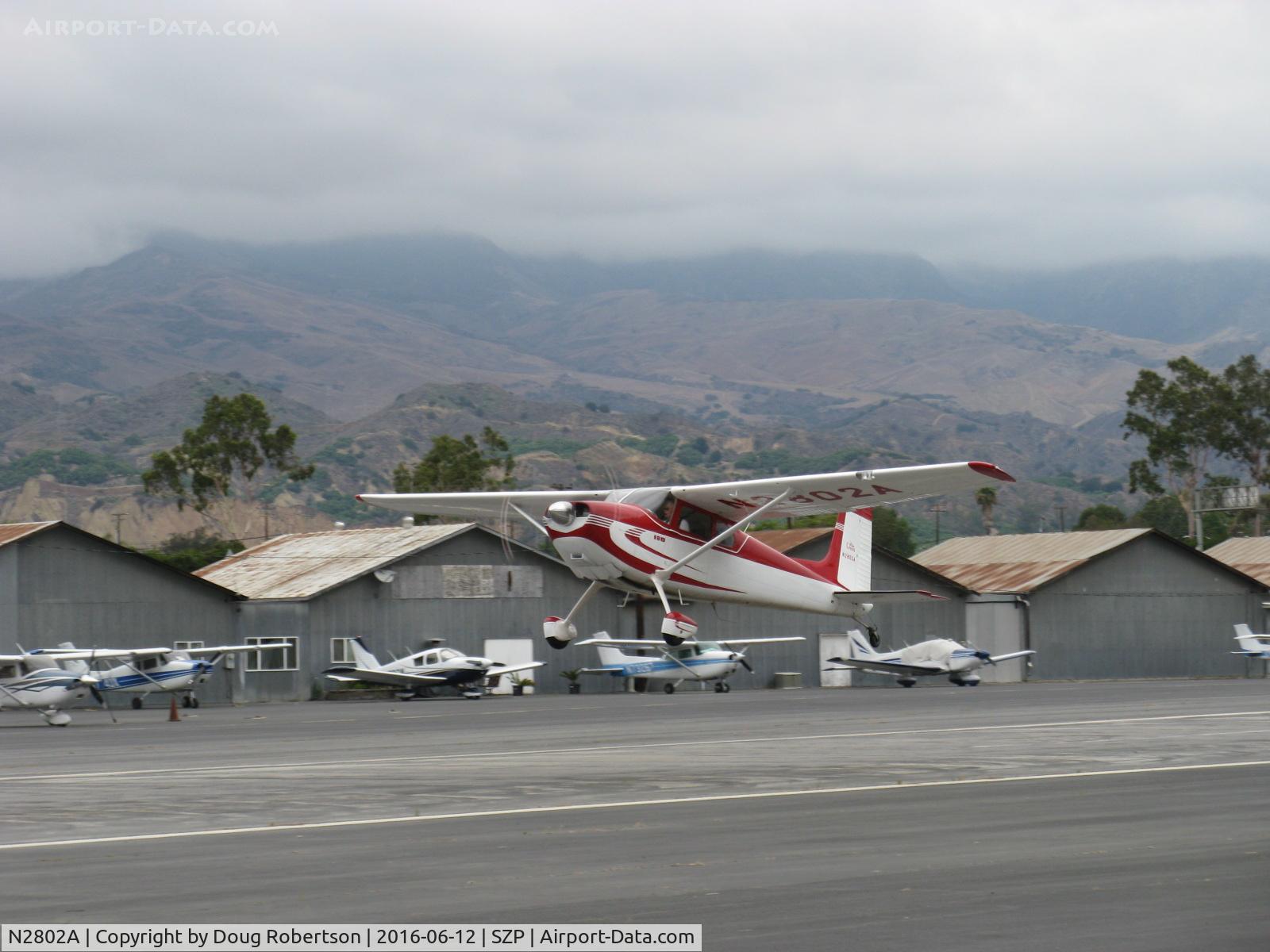 N2802A, 1953 Cessna 180 C/N 30002, 1953 Cessna 180, Continental  O-470-A 225 Hp, takeoff climb Rwy 22