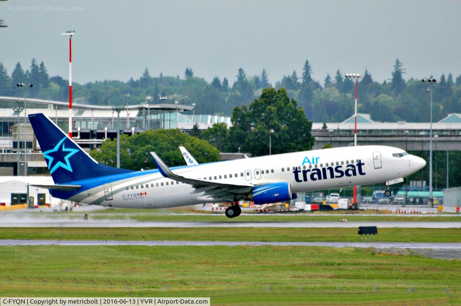 C-FYQN, 2001 Boeing 737-8AS C/N 29933, Operating TS967 to Calgary.Note Canjet logo on winglet.