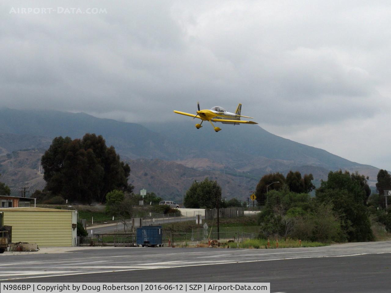 N986BP, 2013 Vans RV-4 C/N 4107, 2013 Stewart VAN's RV-4 'Banana Puddin', Lycoming O-320-D1A 160 Hp, on short final Rwy 22