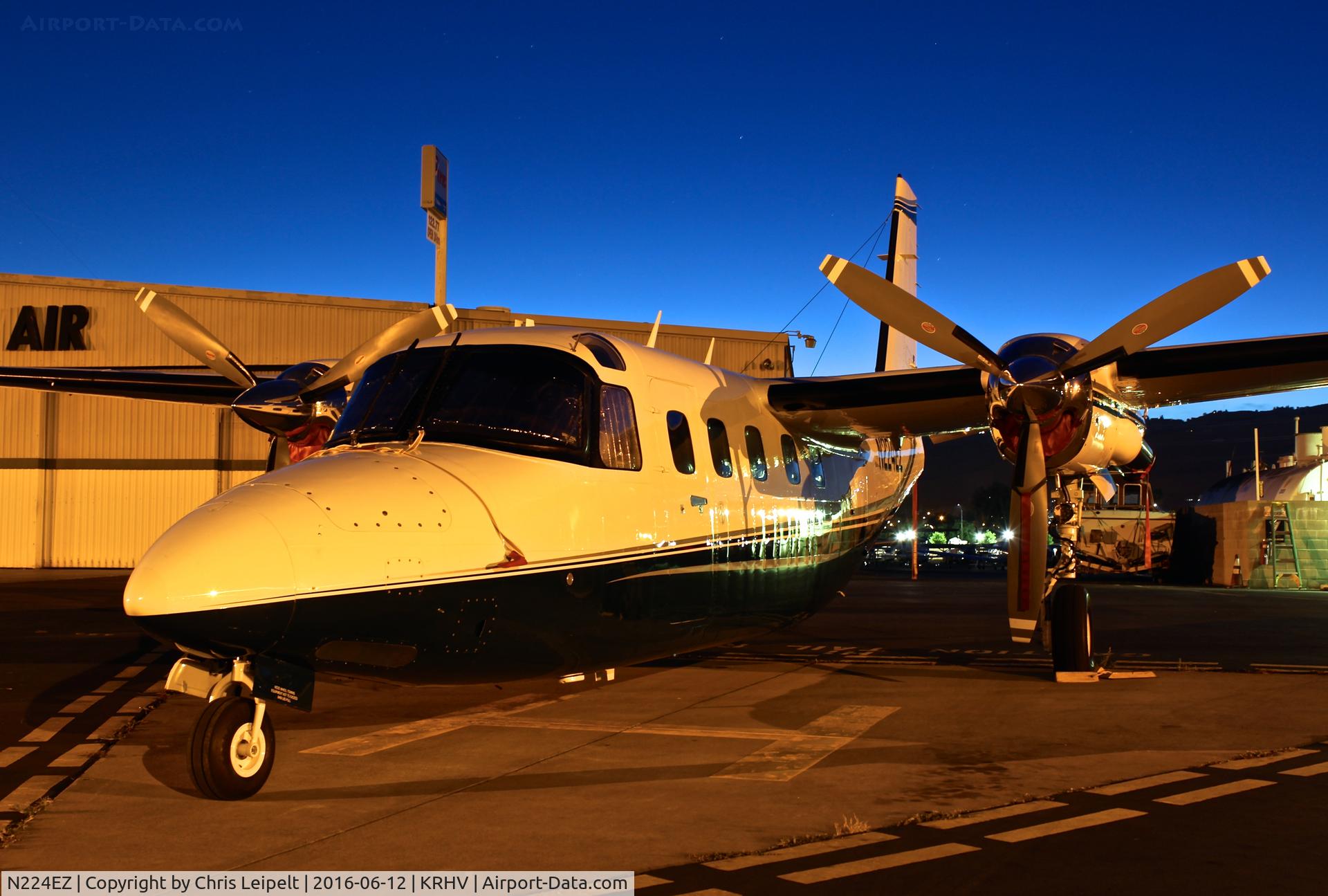 N224EZ, 1985 Gulfstream Aerospace 695B C/N 96206, Marjo Ventures Inc (Lake Geneva, WI) 1985 Aero Commander 695B parked on the ramp at 4:30AM local an hour before departure at Reid Hillview Airport, San Jose, CA. Was not easy waking up at 0400 local to see this one depart, but worth it!
