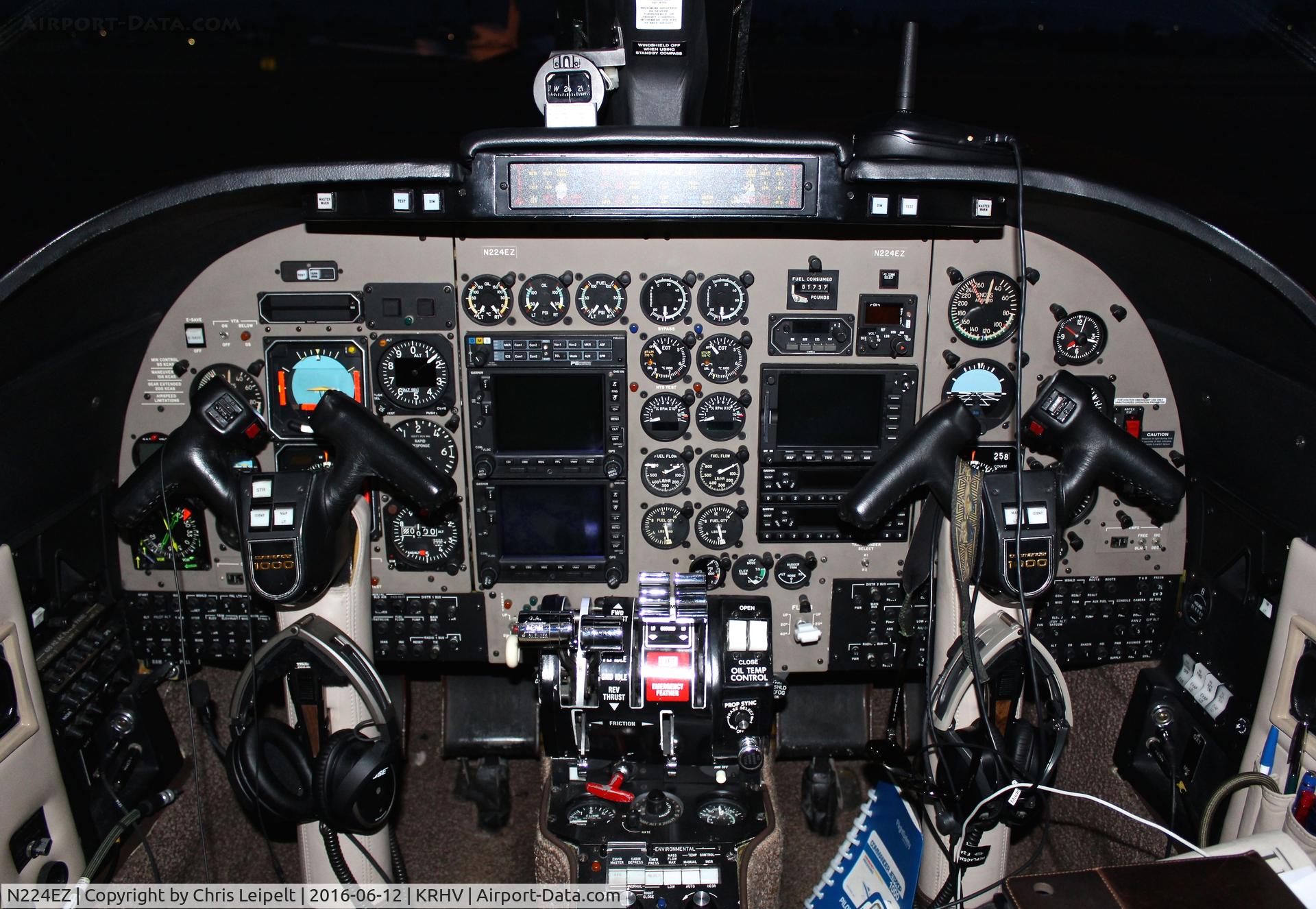 N224EZ, 1985 Gulfstream Aerospace 695B C/N 96206, Marjo Ventures Inc (Lake Geneva, WI) 1985 Aero Commander 695B cockpit shot an hour before an early morning departure at Reid Hillview Airport, San Jose, CA. Was not easy getting up at 0400 local to see this one depart!!