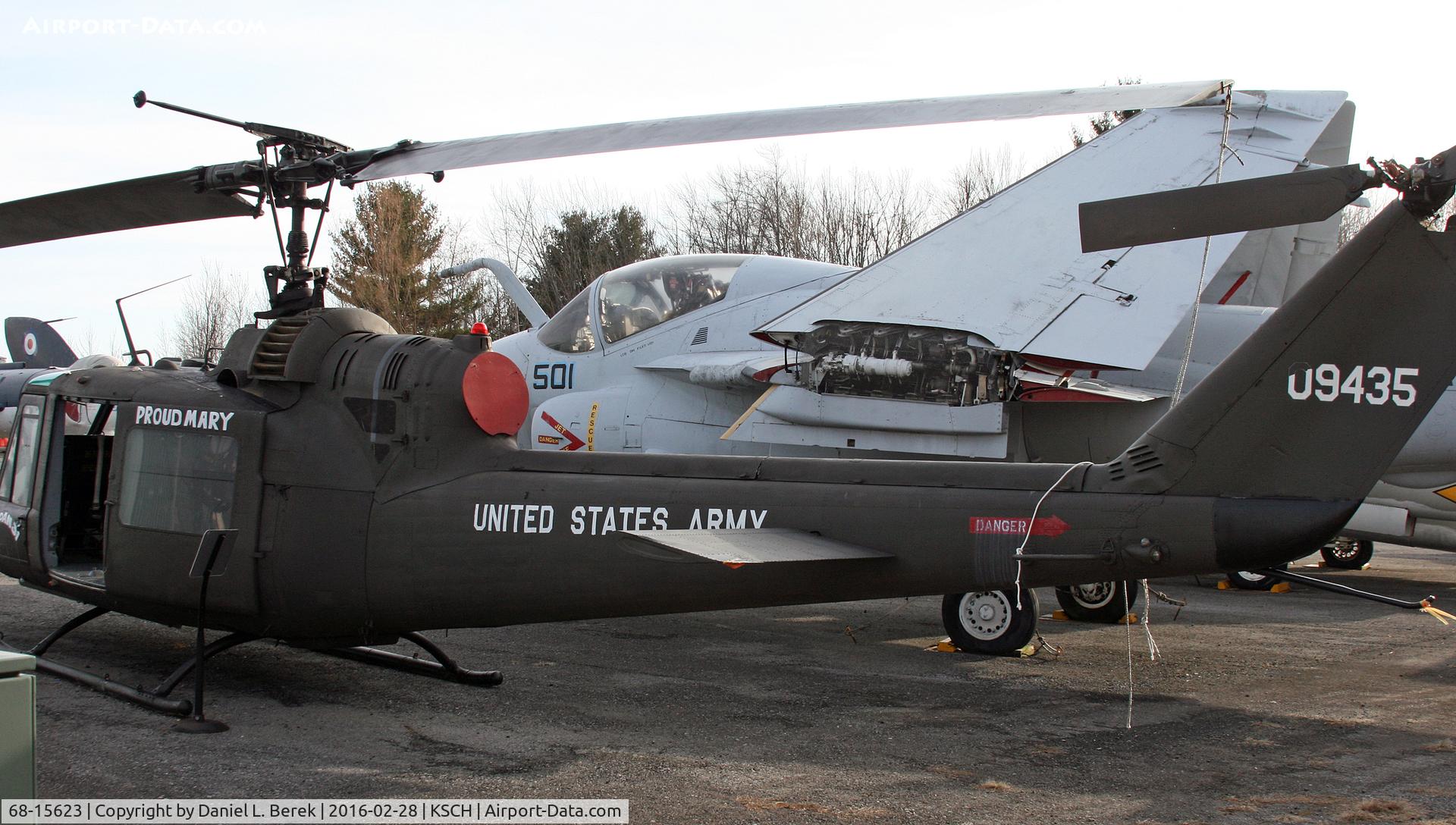 68-15623, 1968 Bell AH-1F Cobra C/N 10553, Bell Iroquois 65-9435 was restored with the tail boom from 68-15623 - on display at the Empire State Aerosciences Museum.