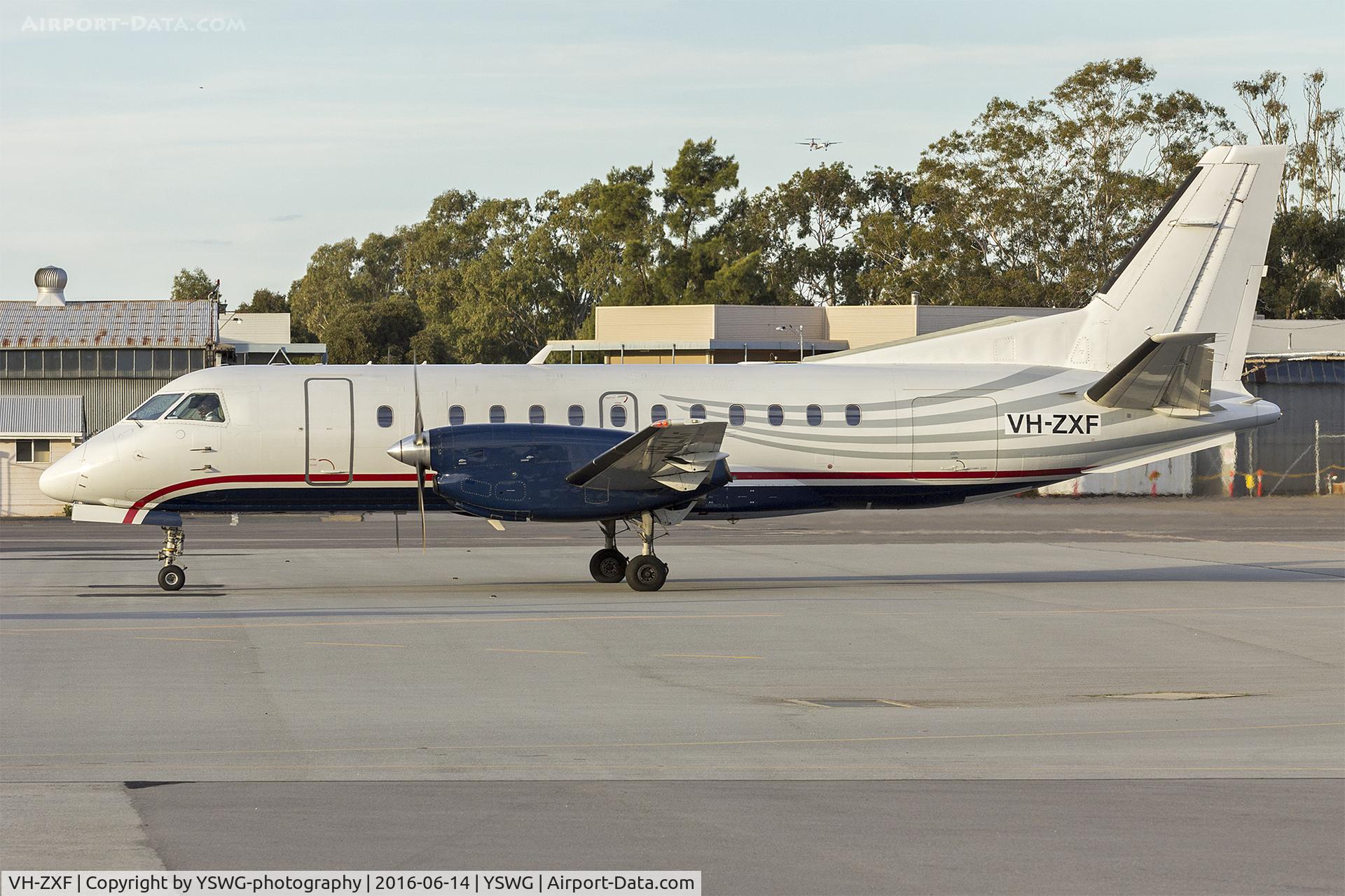 VH-ZXF, 1997 Saab 340B C/N 340B-416, Regional Express Airlines (VH-ZXF), still wearing US Airways Express livery, Saab 340B at Wagga Wagga Airport.