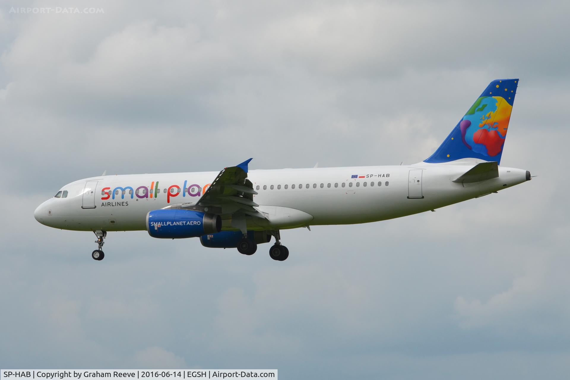 SP-HAB, 2001 Airbus A320-232 C/N 1411, Landing at Norwich.